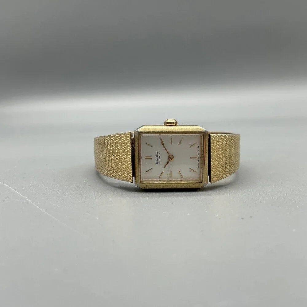 Vintage Seiko Womens Watch 17mm Champagne Dial Gold Tone 5420-5390 New Battery